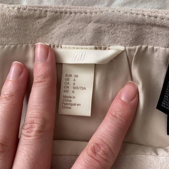 HM Premium Suede Leather Skirt - Cream - Sz 6 - Picture 5 of 8